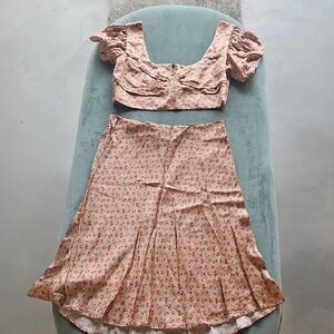 Dolina Floral Print Skirt and Cropped Top